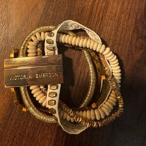Victoria Emerson Gold and White Bracelet Set